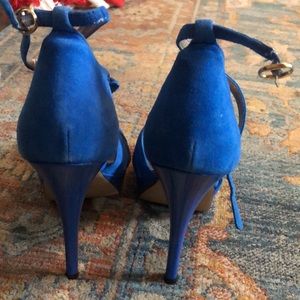 Blue suede heels